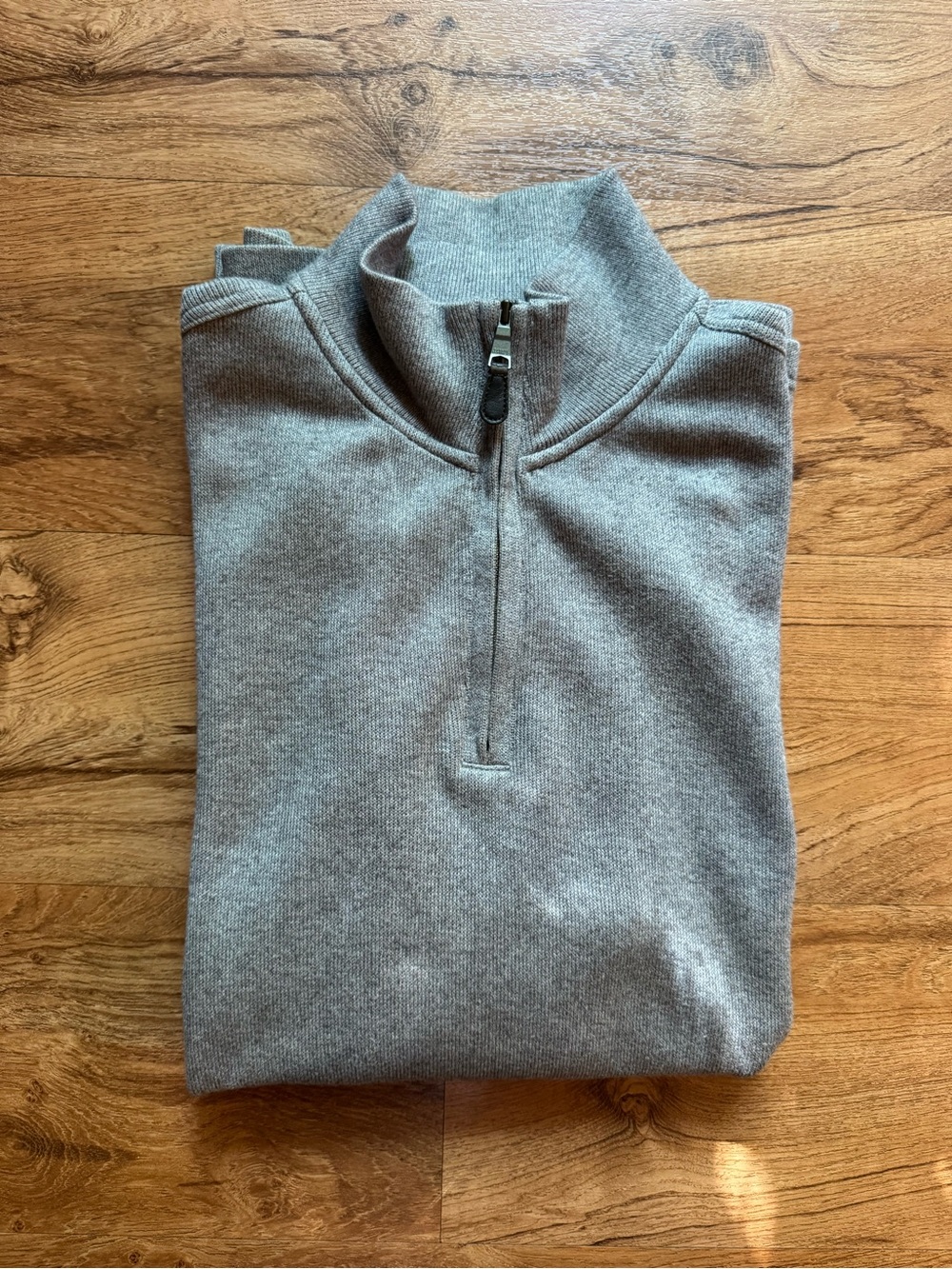 Banana Republic Men's Zip-Neck Cotton Sweater - Light Gray